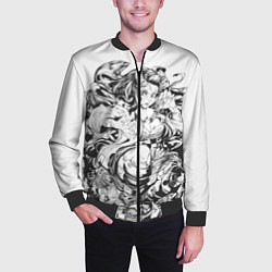Бомбер мужской Клинок рассекающий демонов Незуко чб, цвет: 3D-черный — фото 2