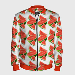Бомбер мужской Разрезанный арбуз, цвет: 3D-красный