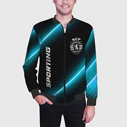 Бомбер мужской Sporting неоновые лампы, цвет: 3D-черный — фото 2