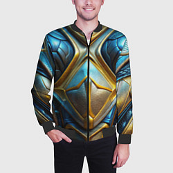 Бомбер мужской Объемная синяя текстурная кожа, цвет: 3D-черный — фото 2