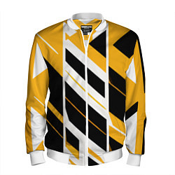 Бомбер мужской Black and yellow stripes on a white background, цвет: 3D-белый