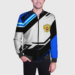Бомбер мужской Россия геометрия текстура, цвет: 3D-черный — фото 2
