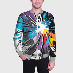 Бомбер мужской Кляксы краски - абстракция, цвет: 3D-меланж — фото 2
