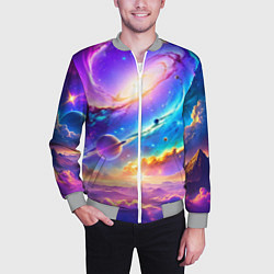 Бомбер мужской Космос в неоновых тонах, цвет: 3D-меланж — фото 2