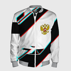 Мужской бомбер Россия спортивная геометрия глитч