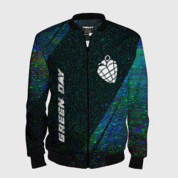 Бомбер мужской Green Day glitch blue, цвет: 3D-черный