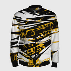 Мужской бомбер Жёлто-чёрная агрессивная абстракция на белом фоне