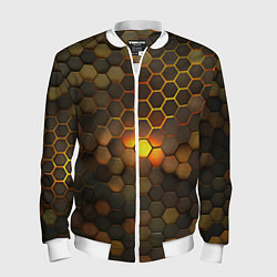 Бомбер мужской Светящиеся коричневый соты - тепловая энергия, цвет: 3D-белый