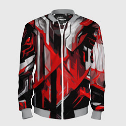 Бомбер мужской Red and white abstraction on a black background, цвет: 3D-меланж