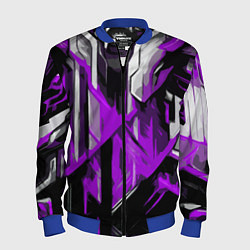 Бомбер мужской White and purple abstraction on a black background, цвет: 3D-синий