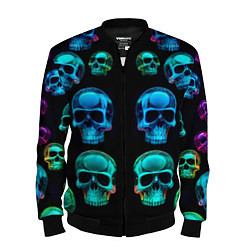 Мужской бомбер Neon skulls - ai art pattern