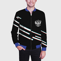 Бомбер мужской Полосы герб спорт, цвет: 3D-синий — фото 2