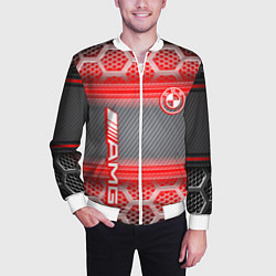 Бомбер мужской BMW текстура мотор, цвет: 3D-белый — фото 2