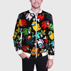 Бомбер мужской Персонажи игры Амонгас, цвет: 3D-белый — фото 2