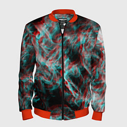 Бомбер мужской Дым из вейпа глитч, цвет: 3D-красный