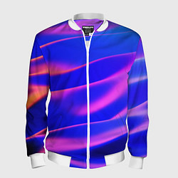 Бомбер мужской Неоновые волны градиент, цвет: 3D-белый