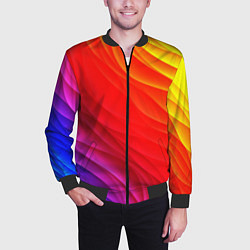 Бомбер мужской Абстрактные волны текстура, цвет: 3D-черный — фото 2