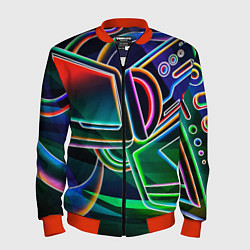 Бомбер мужской Неоновая психоделика геймер, цвет: 3D-красный