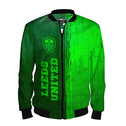 Бомбер мужской Leeds United - green gradient по-вертикали, цвет: 3D-черный