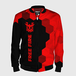 Бомбер мужской Free Fire - red gradient по-вертикали, цвет: 3D-черный