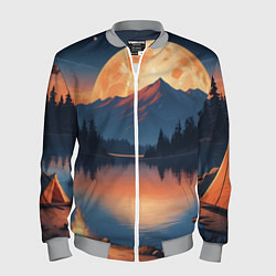 Бомбер мужской Костер на берегу озера, цвет: 3D-меланж
