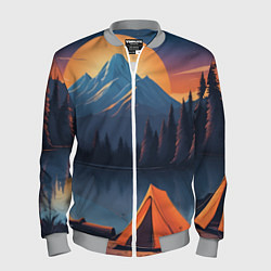 Бомбер мужской Палатка на берегу озера, цвет: 3D-меланж