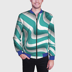 Бомбер мужской Абстрактные объёмные полосы - оптическая иллюзия, цвет: 3D-синий — фото 2