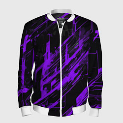 Бомбер мужской Purple stripes on a black background, цвет: 3D-белый