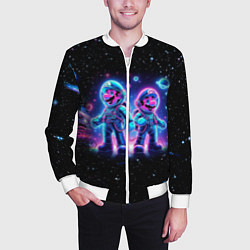 Бомбер мужской Марио и Луиджи в космосе - неоновое свечение, цвет: 3D-белый — фото 2
