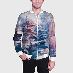 Бомбер мужской Японская зима в сельской местности, цвет: 3D-белый — фото 2