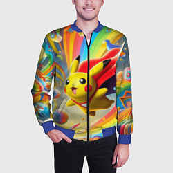 Бомбер мужской Super Pikachu - ai art fantasy, цвет: 3D-синий — фото 2