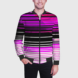 Бомбер мужской Разноцветные вертикальные линии, цвет: 3D-черный — фото 2