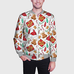 Бомбер мужской Новогодний паттерн 2025, цвет: 3D-меланж — фото 2
