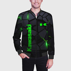 Бомбер мужской Kawasaki - плиты с эффектом свечения, цвет: 3D-черный — фото 2
