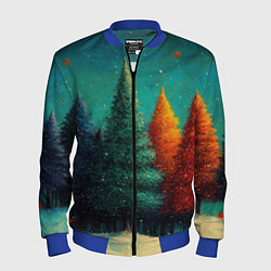 Бомбер мужской Разноцветные елочки, цвет: 3D-синий
