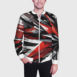 Бомбер мужской Чёрно-красно-белая абстракция, цвет: 3D-белый — фото 2