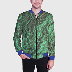 Бомбер мужской Разводы в зеленом цвете, цвет: 3D-синий — фото 2