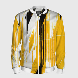Мужской бомбер Вертикальные чёрно-белые линии на жёлтом фоне