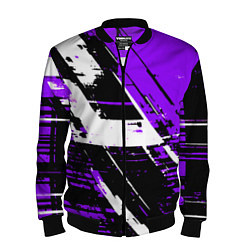 Бомбер мужской Diagonal black and white stripes on a purple backg, цвет: 3D-черный