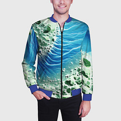 Бомбер мужской Берег и синие волны, цвет: 3D-синий — фото 2