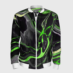 Бомбер мужской Зелёно-чёрный мрамор, цвет: 3D-белый