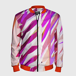 Бомбер мужской Бело-розовая абстракция, цвет: 3D-красный