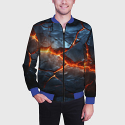 Бомбер мужской Черная треснутая плита - текстура, цвет: 3D-синий — фото 2