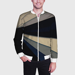 Бомбер мужской Фрактальные линии - темный, цвет: 3D-белый — фото 2
