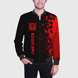 Бомбер мужской One Piece - red gradient по-вертикали, цвет: 3D-черный — фото 2