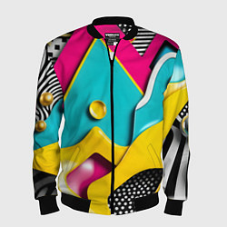 Бомбер мужской Праздничная абстракция, цвет: 3D-черный