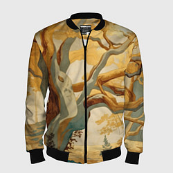 Бомбер мужской Дерево в японском стиле, цвет: 3D-черный