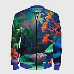 Бомбер мужской Морское дно с кораллами, цвет: 3D-синий
