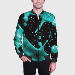 Бомбер мужской Голубая краска и капли, цвет: 3D-черный — фото 2