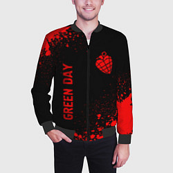 Бомбер мужской Green Day - red gradient вертикально, цвет: 3D-черный — фото 2